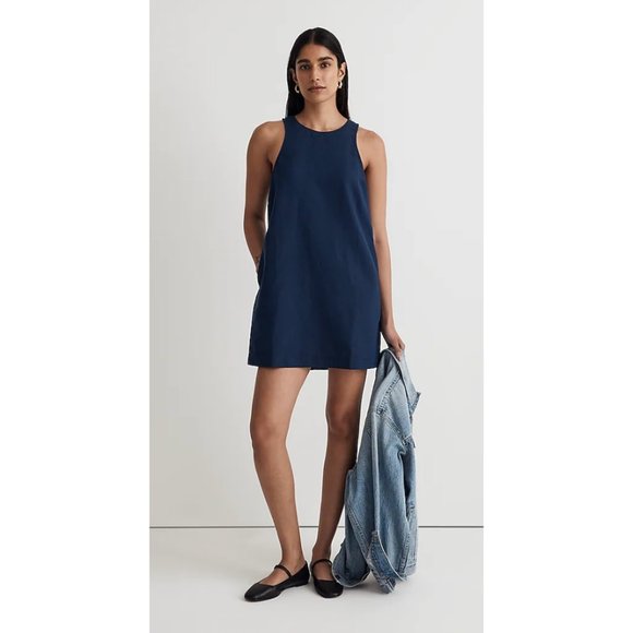 NWT Womens Size Small Madewell Blue Cutaway Tank Mini Dress with Pockets - Picture 1 of 2